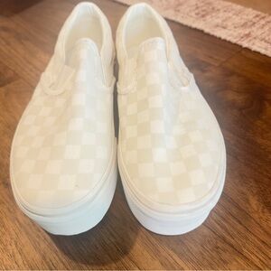 Vans Classic Slip-On Platform Sneakers – White Checkerboard – Women’s 8.5